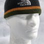 The North Face Ribbed Beanie Hat Embroidered Gray Orange Green Stripe Acrylic