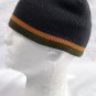 The North Face Ribbed Beanie Hat Embroidered Gray Orange Green Stripe Acrylic