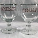 2 Chimay Belgium Beer Silver Rimmed Goblet Glasses 16 oz