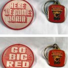 Vintage Go Big Red Nebraska Cornhuskers Pin Back + National Champions Keyring