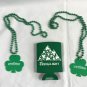 2 Coors Light Beer St Patty's Day Beaded Necklaces + Koozie Mardi Gras Shamrocks