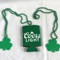 2 Coors Light Beer St Patty's Day Beaded Necklaces + Koozie Mardi Gras Shamrocks