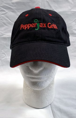 Pepperjax Grill Philly Cheesesteak Baseball Hat Mens Black Embroidered