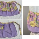 Womens Handmade Cotton Kitchen Apron Half Waist Reversible Purple Floral Pocket