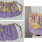 Womens Handmade Cotton Kitchen Apron Half Waist Reversible Purple Floral Pocket