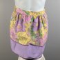 Womens Handmade Cotton Kitchen Apron Half Waist Reversible Purple Floral Pocket