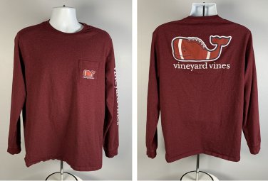 Vineyard Vines Long Sleeve Pocket T Shirt Mens Large Football Whale Logo