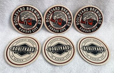 6 New Boulevard Brewing Co Cardboard Drink Coasters 4" Beer Kansas City