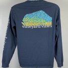 Vineyard Vines Long Sleeve Pocket T Shirt Mens Small Fish Logo blue