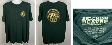 Belching Beaver Brewery Mosaic Double IPA Beer T Shirt Mens XXL Green