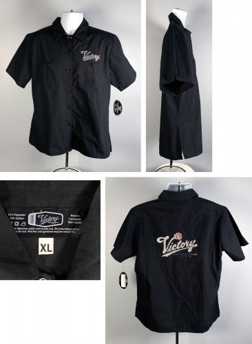 NWT Victory Motorcycles Button Front Pit Shirt Womens XL Sparkle Logo pockets