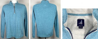 Johnnie-O Pullover Quarter Zip Shirt Mens Medium Cotton Blue Surfer Logo