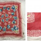VTG Floral Flowers Sheer Head Scarf Square Hand Rolled Silk 25" x 24" Baar Beard