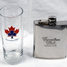 Canadian Club Whisky Tall Cocktail Glass & Metal Flask