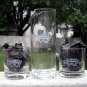 Fleischmanns Gin set 2 rocks glass & tall glass pitcher with swizzle stir stick