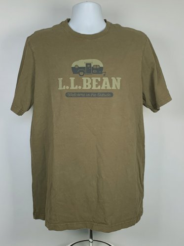 LL Bean Welcome to the Outside T Shirt Mens Large Tall Slightly Fitted Camper