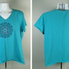 Life is Good Flip Flops Flower Design Crusher T Shirt Womens XL Blue