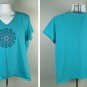 Life is Good Flip Flops Flower Design Crusher T Shirt Womens XL Blue