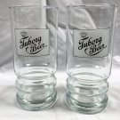 2 Tuborg Beer Glasses Black White Logo 12 oz 6" Tall Denmark Brewery