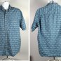 Duluth Trading Fish Print Button Front Shirt Mens Large Tall Cotton Blue