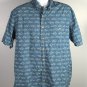 Duluth Trading Fish Print Button Front Shirt Mens Large Tall Cotton Blue