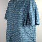 Duluth Trading Fish Print Button Front Shirt Mens Large Tall Cotton Blue
