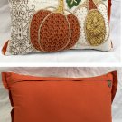 Pier 1 Fall Autumn Pumpkin Goard Embroidered Jute Beaded Throw Pillow 12" x 18"
