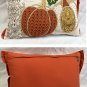 Pier 1 Fall Autumn Pumpkin Goard Embroidered Jute Beaded Throw Pillow 12" x 18"