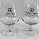 2 Courvoisier Cognac 8 oz Stemmed Etched Snifter Cocktail Glasses