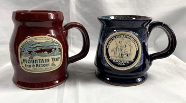 2 Deneen Pottery Hand Thrown Coffee Mugs USA Mountain Top Resort Macalestri Coll