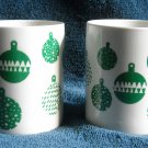 2 Starbucks Christmas Ornament 2016 Ceramic Coffee Mugs 12 oz White & Green