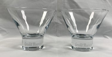 2 New Grand Marnier Etched Base Tapered Cocktail Glasses 6 oz