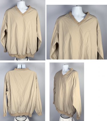 Jaguar Pullover Jacket XL Tan Embroidered Logo Pockets Car Automobile Poly Blend