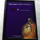 Crown Royal Canadian Whisky Framed Glass Sign Make Tonight Crown Worthy 17" x 23