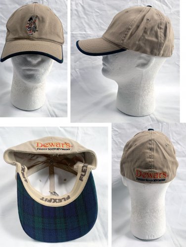 Dewar's Finest Scotch Whiskies Baseball Hat Tan S/M Embroidered Logo Flexfit