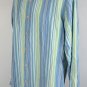 Tommy Bahama Button Front Shirt Blue Striped Mens Larrge Silk Blue Green