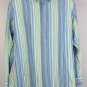 Tommy Bahama Button Front Shirt Blue Striped Mens Larrge Silk Blue Green