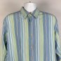 Tommy Bahama Button Front Shirt Blue Striped Mens Larrge Silk Blue Green