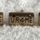 U R 4 ME USA License Plate Swank Cufflinks & Tie Tack Gold Tone Red Jewels