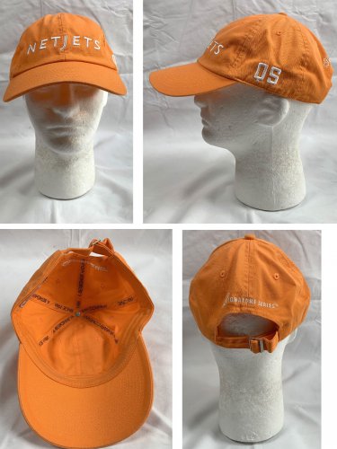 NetJets QS Baseball Hat Mens Orange Berkshire Hathaway Net Jet Embroidered