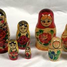 2 Sets Vintage Wooden Hand Painted Matryoshka 4 Piece Russian Nesting Dolls USSR