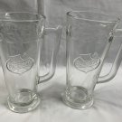 2 Vintage Falstaff Beer Mugs Clear Embossed Logo 14 oz