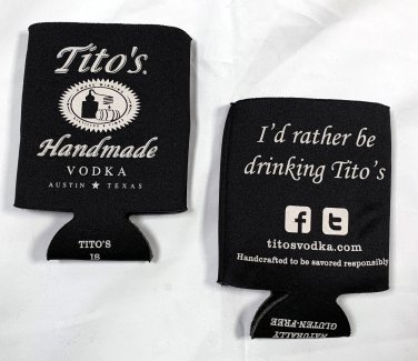2 New Tito's Vodka Neoprene Can/Bottle Koozies