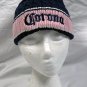 Corona Beer Knitted Beanie Hat Womens Cotton Acrylic Blend Blue Pink Embroidered