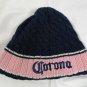 Corona Beer Knitted Beanie Hat Womens Cotton Acrylic Blend Blue Pink Embroidered