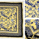 NWT Talbots Yellow with Blue Flowers Silk Scarf Wrap 33.5" x 34.5"
