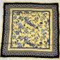 NWT Talbots Yellow with Blue Flowers Silk Scarf Wrap 33.5" x 34.5"