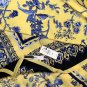 NWT Talbots Yellow with Blue Flowers Silk Scarf Wrap 33.5" x 34.5"