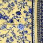 NWT Talbots Yellow with Blue Flowers Silk Scarf Wrap 33.5" x 34.5"