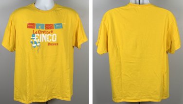La Cerveza del Cinco Pacifico Beer T Shirt Mens XL Yellow